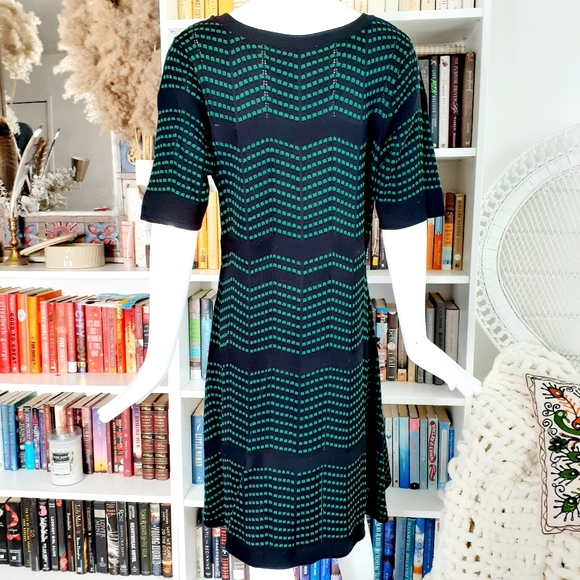 Knited Vintage Green and Black Modest Dress - Picture 3 of 7